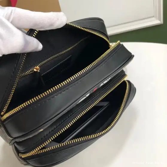 Official First Bag Ru Bag Stripe Camera Medium BURBERRY E-canvas Monogram 0516